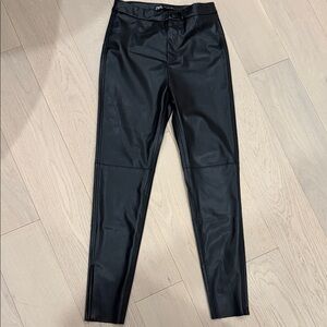 Zara Black Leather-Style Trousers